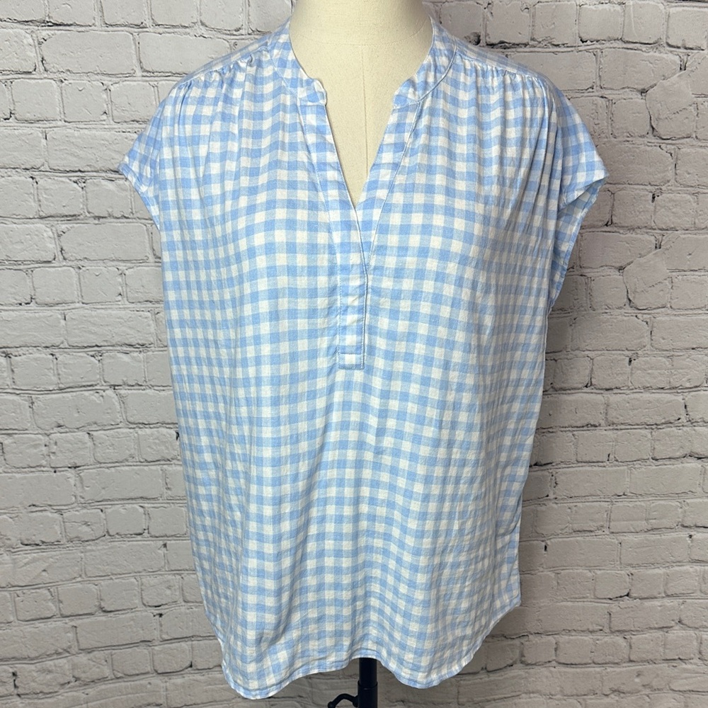 Crown & Ivy linen blend gingham shirt M Medium